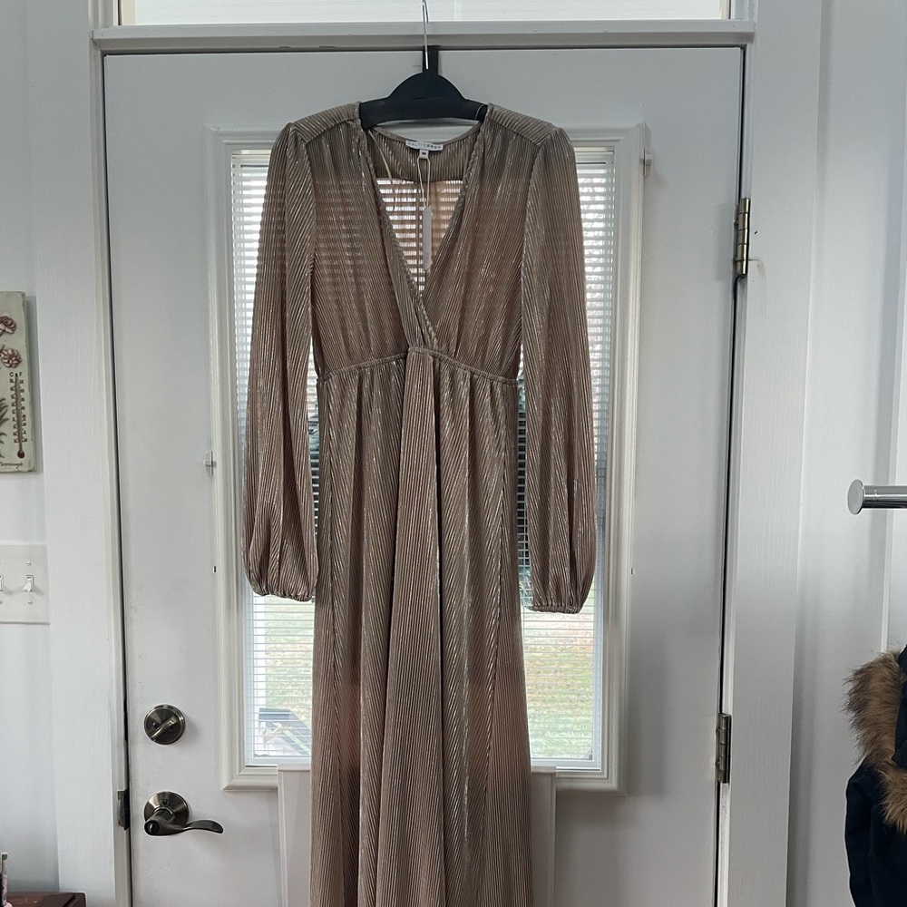 Gold, Baltic Born dress, NWT, micro-accordion pleated dress